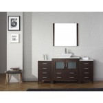 Dior 72" Single Bath Vanity in Espresso with White Engineered Stone Top and Square Sink and Matching Mirror