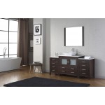 Dior 72" Single Bath Vanity in Espresso with White Engineered Stone Top and Square Sink and Matching Mirror