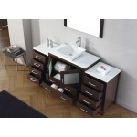 Dior 72" Single Bath Vanity in Espresso with White Engineered Stone Top and Square Sink and Matching Mirror