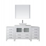 Dior 72" Single Bath Vanity in White with White Engineered Stone Top and Square Sink and Matching Mirror