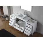 Dior 72" Single Bath Vanity in White with White Engineered Stone Top and Square Sink and Matching Mirror