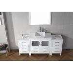 Dior 72" Single Bath Vanity in White with White Engineered Stone Top and Square Sink and Matching Mirror