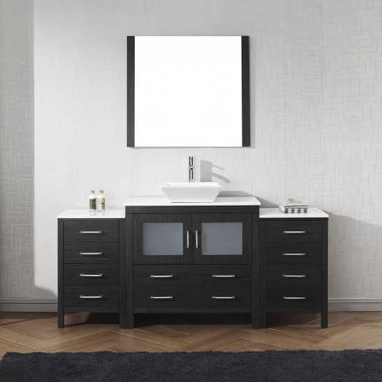 Dior 72" Single Bath Vanity in Zebra Gray with White Engineered Stone Top and Square Sink and Matching Mirror