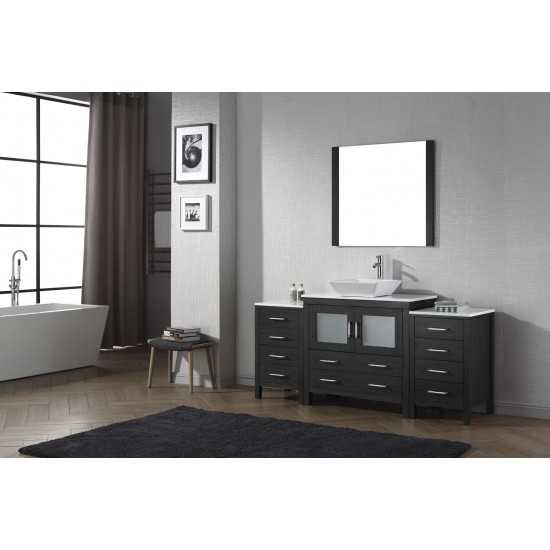 Dior 72" Single Bath Vanity in Zebra Gray with White Engineered Stone Top and Square Sink and Matching Mirror