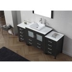 Dior 72" Single Bath Vanity in Zebra Gray with White Engineered Stone Top and Square Sink and Matching Mirror