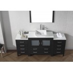 Dior 72" Single Bath Vanity in Zebra Gray with White Engineered Stone Top and Square Sink with Brushed Nickel Faucet and Mirr