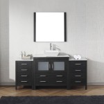 Dior 72" Single Bath Vanity in Zebra Gray with White Marble Top and Square Sink and Matching Mirror