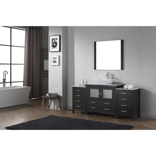 Dior 72" Single Bath Vanity in Zebra Gray with White Marble Top and Square Sink and Matching Mirror