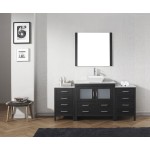 Dior 72" Single Bath Vanity in Zebra Gray with White Marble Top and Square Sink with Brushed Nickel Faucet and Matching Mirro