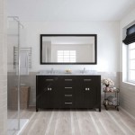 Caroline 60" Double Bath Vanity in Espresso with White Marble Top and Square Sinks and Matching Mirror