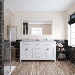 Caroline 60" Double Bath Vanity in White with White Marble Top and Square Sinks and Matching Mirror