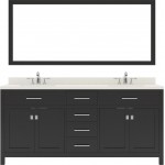 Caroline 72" Double Bath Vanity in Espresso with White Quartz Top and Round Sinks and Matching Mirror