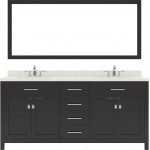 Caroline 72" Double Bath Vanity in Espresso with White Quartz Top and Round Sinks with Brushed Nickel Faucets and Mirror