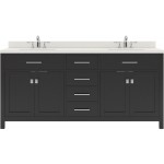 Caroline 72" Double Bath Vanity in Espresso with White Quartz Top and Round Sinks