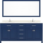 Caroline 72" Double Bath Vanity in French Blue with White Quartz Top and Round Sinks and Matching Mirror