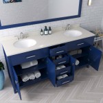 Caroline 72" Double Bath Vanity in French Blue with White Quartz Top and Round Sinks and Matching Mirror