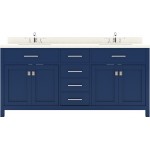 Caroline 72" Double Bath Vanity in French Blue with White Quartz Top and Round Sinks