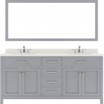 Caroline 72" Double Bath Vanity in Gray with White Quartz Top and Round Sinks with Brushed Nickel Faucets and Matching Mirror