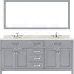 Caroline 72" Double Bath Vanity in Gray with White Quartz Top and Round Sinks with Polished Chrome Faucets and Matching Mirro