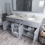 Caroline 72" Double Bath Vanity in Gray with White Quartz Top and Round Sinks