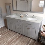 Caroline 72" Double Bath Vanity in Cashmere Gray with White Quartz Top and Square Sinks and Matching Mirror