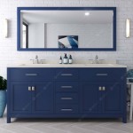 Caroline 72" Double Bath Vanity in French Blue with White Quartz Top and Square Sinks with Polished Chrome Faucets and Mirror