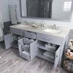 Caroline 72" Double Bath Vanity in Gray with White Quartz Top and Square Sinks with Brushed Nickel Faucets and Matching Mirro