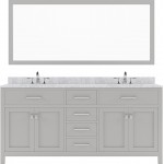 Caroline 72" Double Bath Vanity in Cashmere Gray with White Marble Top and Round Sinks and Matching Mirror