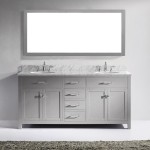 Caroline 72" Double Bath Vanity in Cashmere Gray with White Marble Top and Round Sinks with Polished Chrome Faucets