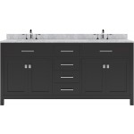 Caroline 72" Double Bath Vanity in Espresso with White Marble Top and Round Sinks