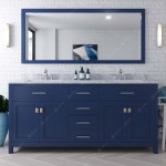 Caroline 72" Double Bath Vanity in French Blue with White Marble Top and Round Sinks and Matching Mirror