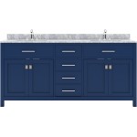 Caroline 72" Double Bath Vanity in French Blue with White Marble Top and Round Sinks