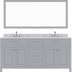 Caroline 72" Double Bath Vanity in Gray with White Marble Top and Round Sinks and Matching Mirror