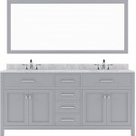 Caroline 72" Double Bath Vanity in Gray with White Marble Top and Round Sinks with Brushed Nickel Faucets and Matching Mirror