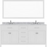 Caroline 72" Double Bath Vanity in White with White Marble Top and Round Sinks and Matching Mirror