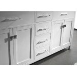 Caroline 72" Double Bath Vanity in White with White Marble Top and Round Sinks and Matching Mirror