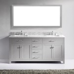 Caroline 72" Double Bath Vanity in Cashmere Gray with White Marble Top and Square Sinks with Brushed Nickel Faucets