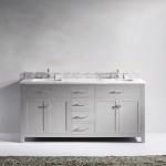 Caroline 72" Double Bath Vanity in Cashmere Gray with White Marble Top and Square Sinks