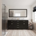 Caroline 72" Double Bath Vanity in Espresso with White Marble Top and Square Sinks and Matching Mirror