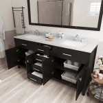 Caroline 72" Double Bath Vanity in Espresso with White Marble Top and Square Sinks and Matching Mirror