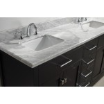 Caroline 72" Double Bath Vanity in Espresso with White Marble Top and Square Sinks and Matching Mirror