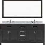 Caroline 72" Double Bath Vanity in Espresso with White Marble Top and Square Sinks with Brushed Nickel Faucets and Mirror