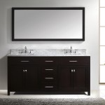 Caroline 72" Double Bath Vanity in Espresso with White Marble Top and Square Sinks with Brushed Nickel Faucets and Mirror