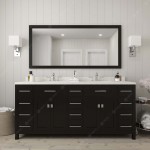 Caroline Parkway 72" Double Bath Vanity in Espresso with White Quartz Top and Round Sinks and Matching Mirror