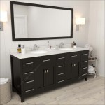 Caroline Parkway 72" Double Bath Vanity in Espresso with White Quartz Top and Round Sinks with Brushed Nickel Faucets and Mir