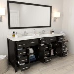 Caroline Parkway 72" Double Bath Vanity in Espresso with White Quartz Top and Round Sinks with Brushed Nickel Faucets and Mir