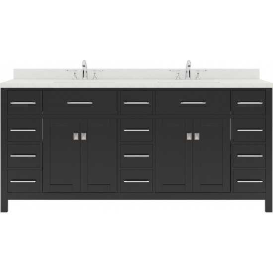 Caroline Parkway 72" Double Bath Vanity in Espresso with White Quartz Top and Round Sinks