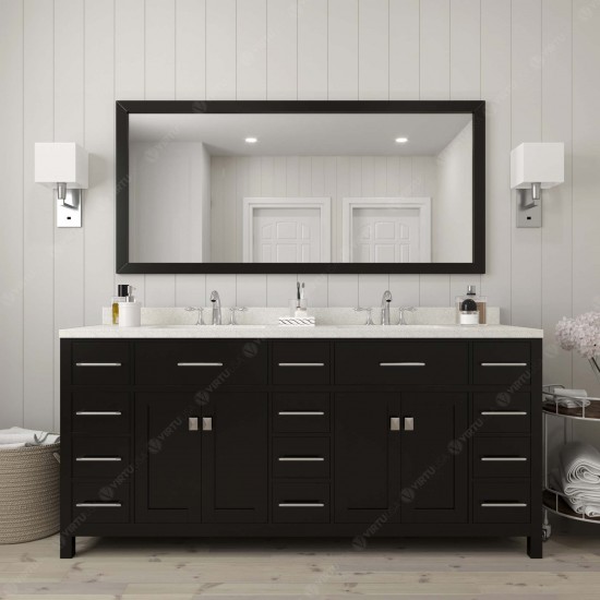 Caroline Parkway 72" Double Bath Vanity in Espresso with White Quartz Top and Round Sinks