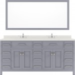 Caroline Parkway 72" Double Bath Vanity in Gray with White Quartz Top and Round Sinks and Matching Mirror