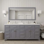 Caroline Parkway 72" Double Bath Vanity in Gray with White Quartz Top and Round Sinks